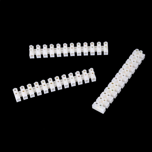 3 Pieces 10Amp 12 Way Barrier Screw Terminal Block Wire Connector Strip 3C