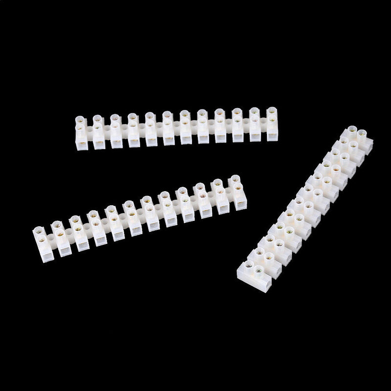 3 Pieces 10Amp 12 Way Barrier Screw Terminal Block Wire Connector Strip 3C