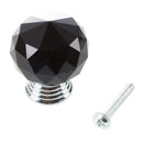 Black Round Crystal Glass Cabinet Drawer Door Pull Knobs Handles 30mm U1I5