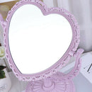 Beige Makeup Mirror Heart Shape Rotatable Stand Table Compact Mirror Plasti R5X2