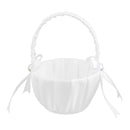 Wedding Flower Girl Baskets Embroidered Flower Basket with Rhinestone Bowknot