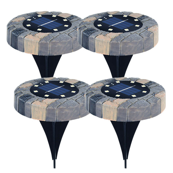 4x 8 LED Solar Buried Light Waterproof Under Ground Lawn Lamp (White Light)