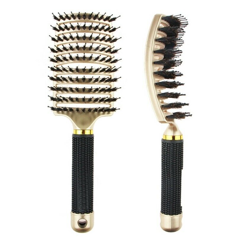Boar Bristle Hair Brush-Curved And Vented Detangling Hair Brush For Women L A7J2