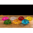 Buddhism Worship Lotus Flower Crystal Candle Holders Home Decoration Amber
