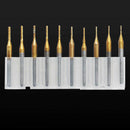 10x 0.6-1.5mm PCB Titanium Plating Drill Bit Set Engraving Cutter CNC End Mill