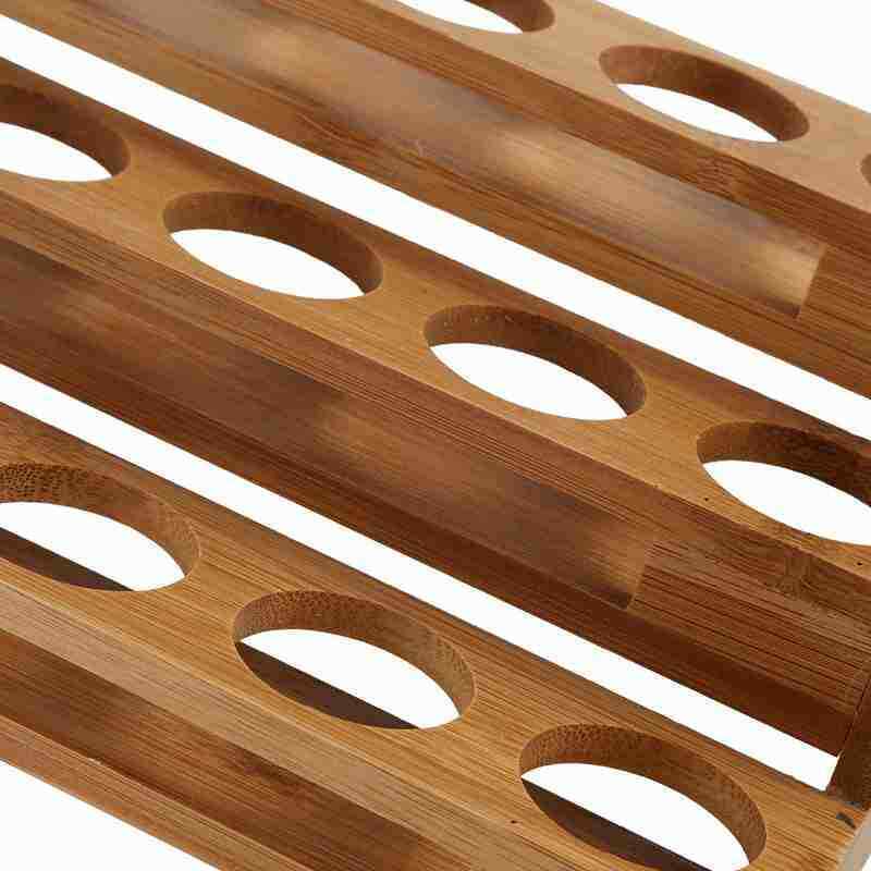Bamboo 18 Holes Essential Oil Display Wooden Stand Rack Perfume Nail Polish S3U2