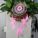 Pink Handmade Lace Dream Catcher Feather Bead Hanging Decoration Ornament