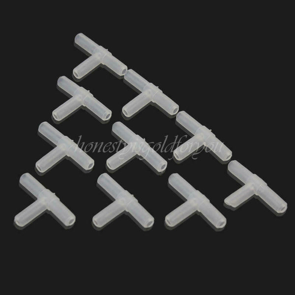 10x Aquarium Tank Plastic Air Fuel Pump Tube Tee Hose Tubing Connector Joiner