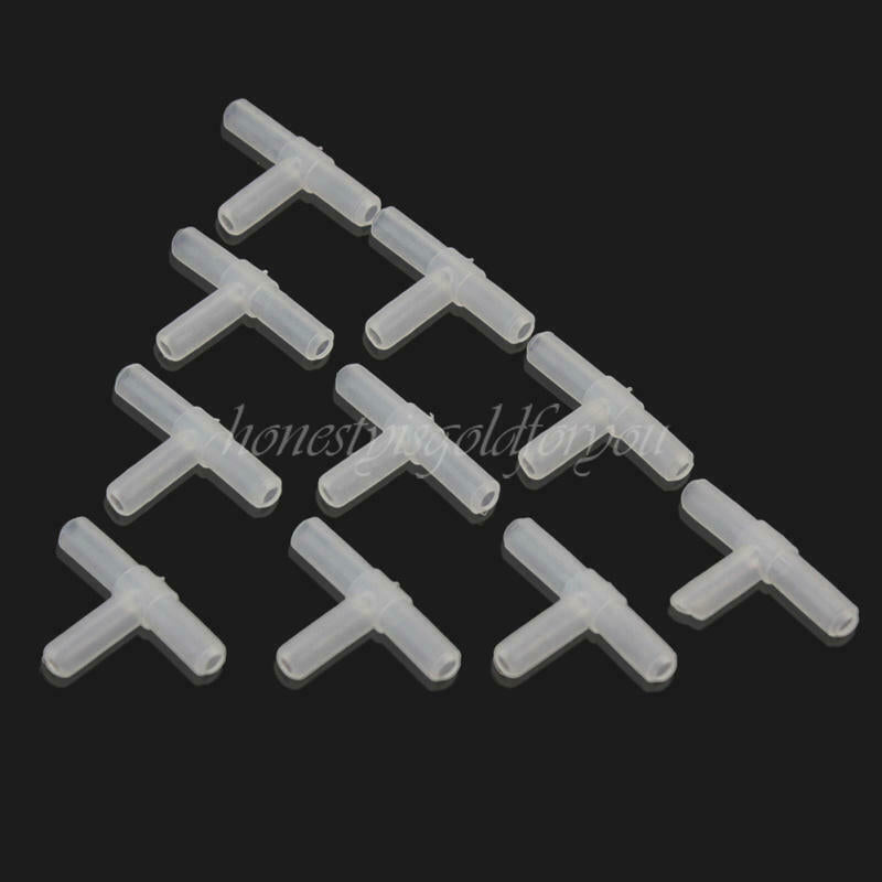 10x Aquarium Tank Plastic Air Fuel Pump Tube Tee Hose Tubing Connector Joiner