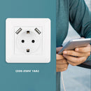 Electrical Wall Socket Double USB Port 220-250V 16A Socket Power Outlet A