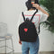 Preppy Chic Girls Canvas Love Printed Backpack Simple School Bag(Black)