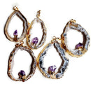 Dedicate Natural Amethyst Agate Irregular Pendant For Necklace Hollow Purple