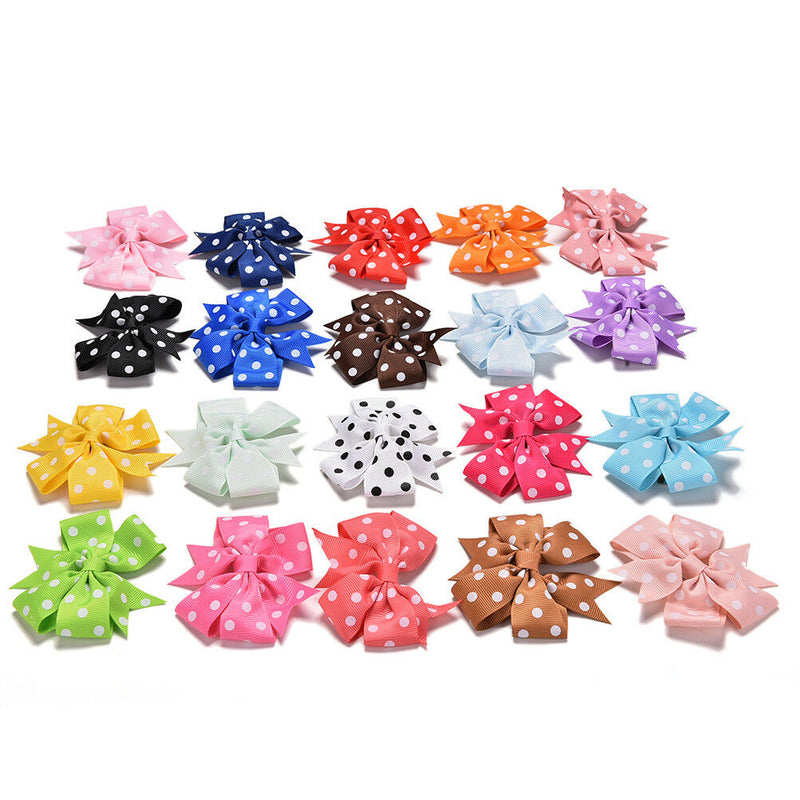 20x Bow Duckbill Clips Dot Bow Knot Girl Hair Band for Kids Hair Accessories PO