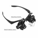 Double Eye Jewelry Watch Repair Magnifier Loupe Glasses With LED Light  WSD