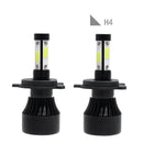1Pair H4 LED COB Headlight Kit 8000LM High-Low Beam Bulb 6500K Lamp White