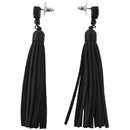 one pair of Glass Crystal Long Tassel Earrings Black K9S8