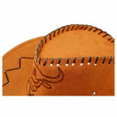 Men Flannel Strap Winding Cow Head Pattern Faux Suede Cowboy Hat Brown T5X4