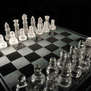 32pcs Traditional Glass Chess Board Set Game Frosted Transparent Chessboard Q8G9
