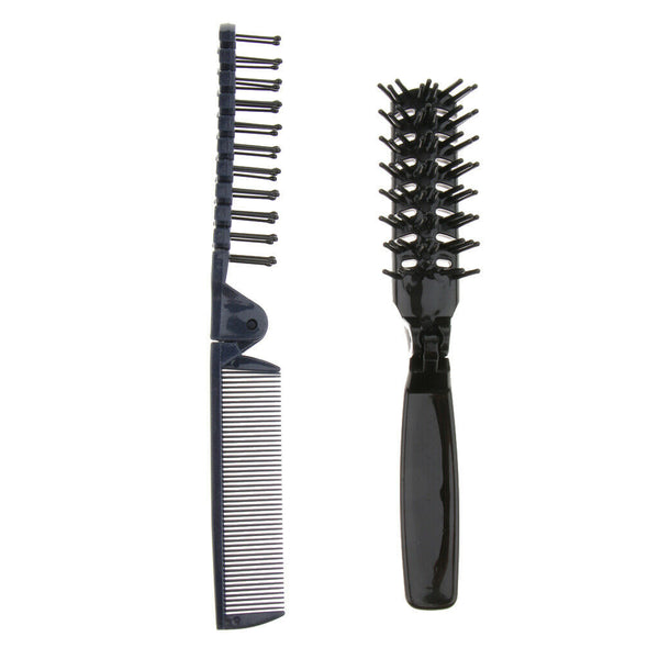 2x Lovely Multifunction Foldable Pocket Travel Hairbrush Massage Scalp Comb