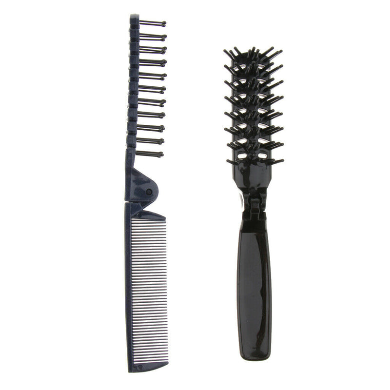 2x Lovely Multifunction Foldable Pocket Travel Hairbrush Massage Scalp Comb