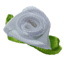 100pcs Mini Satin Ribbon Rose Flower Leaf Wedding Decor Appliques Sewing DI L3Q8