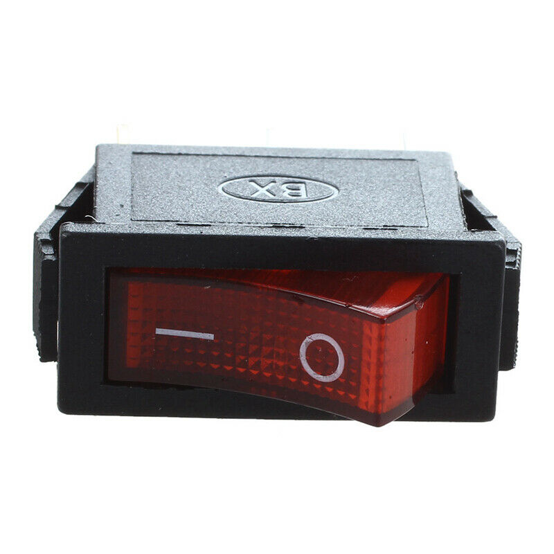 5X(Rocker Switch ON OFF Bright Bipolar 28x10mm 250V 15A 3 Terminals RED D1Y8)