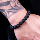2Pcs Men Boyfriend Classic Lava Rock Tiger Eye Gem Stone Beaded Healing Bracelet
