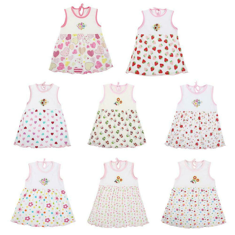 Baby Summer Dresses Girls O-Neck Sleeveless Cute Flowers Cotton Mini Dress