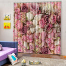 2Pcs Flower Print Window Bath Curtain Drape Voile with Hook Ring 06