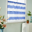 2Pcs Blue_74x60cm Stripe Half Tier Curtain Bathroom Short Curtain