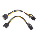 2PCS 15pin SATA Male to 8pin(6+2) PCI-E Power Supply Cable 15-pin to 8 pin c Hn