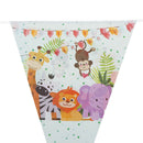 10pcs flags/lot Safari Animals Banner Garland For Kids Birthday Party Decor BX