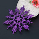 24pcs Snowflakes Xmas Tree Decor Plastic Glitter Snow Flake(Dark Purple)