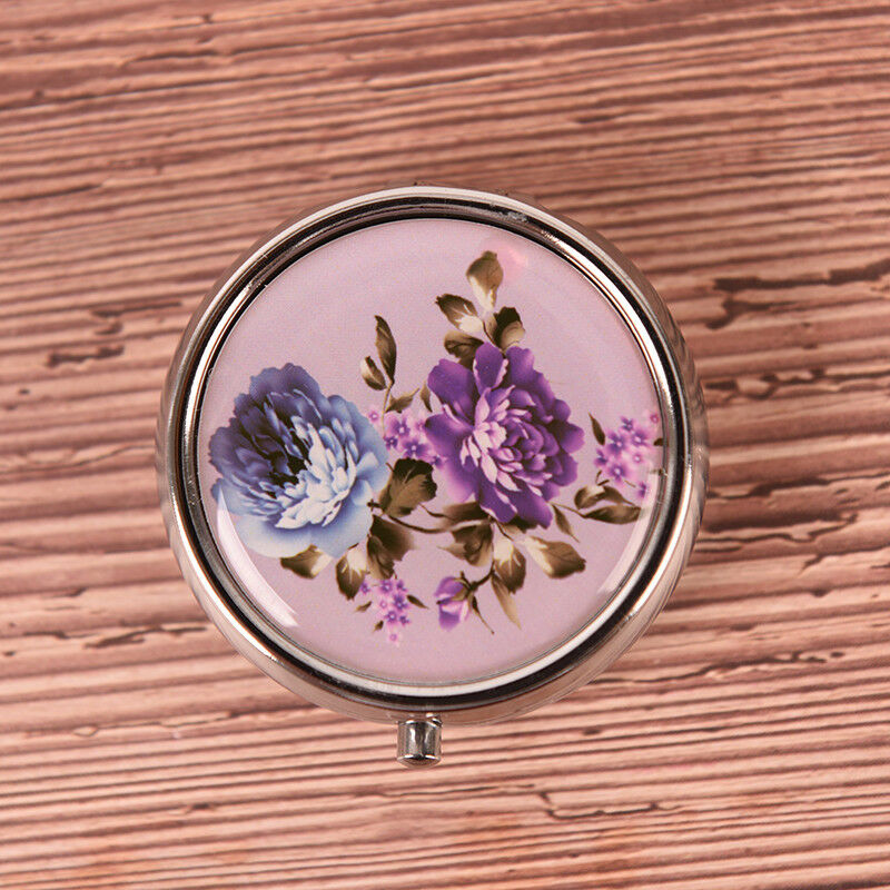 Flower Pill Case Metal Organizer Portable Pill Box Makeup Container RS LYNMCA TO