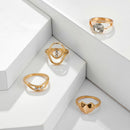 4pcs Crystal Rhinestone Women Geometric Finger Ring Jewelry Wedding Gifts A