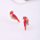 New Charm Crystal Earrings Women Loverly Animal Red Bird Ear Stud Earrings  Z