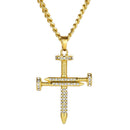 Punk Rock Crystal Cross Crucifix Pendant Necklace Women Mens Fashion Jewelry