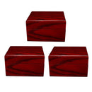 3 Pieces Red Painted Single Slot Wooden Watch Wristwatch Box Display Showcase
