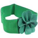 Green Faux Leather Flower 7.5cm Wide Elastic Cinch Belt for Women