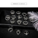 15pcs/set Bohemia Flower Ring Women Geometric Knuckle Finger Rings Jewelry A
