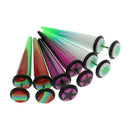 5 Pair Assorted Color Taper Double O-ring Cheater Illusion Ear Plug 1mm(12Gauge)