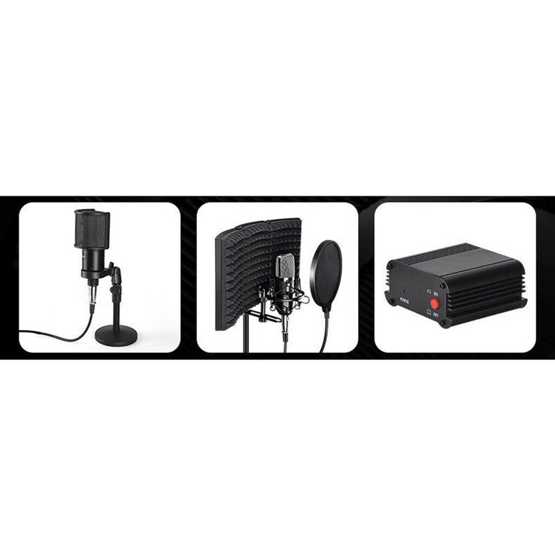 USB Studio Recording Microphone,Condenser Broadcast Mic W/ Stand Recording