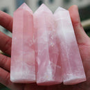 Pink Rose Quartz Crystal 100% Natural Rock Stone Point Healing Wand Best Gift