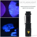 Portable 395 UV Ultra LED Zoom Battery Flashlight Violet Purple Blacklight Lamp