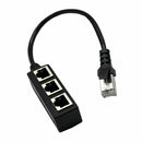 RJ45 Splitter Adapter, RJ45 1 Male to 3 Female Ports Socket Adapter Interfa