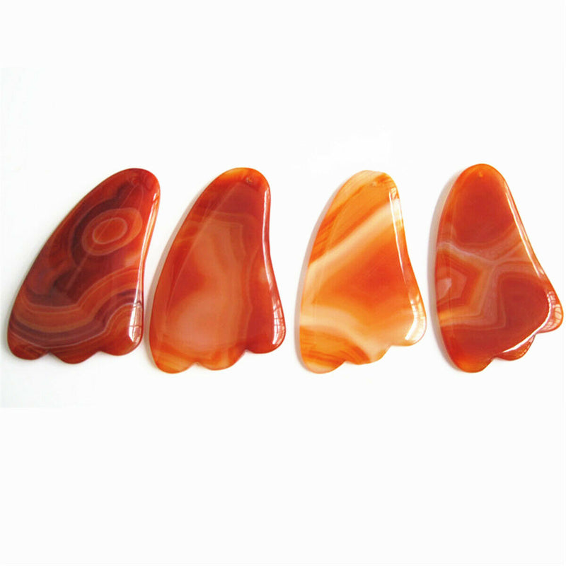 Natural Agate Carnelian Guasha Board Body And Face SPA Massage Tools Acupuncture