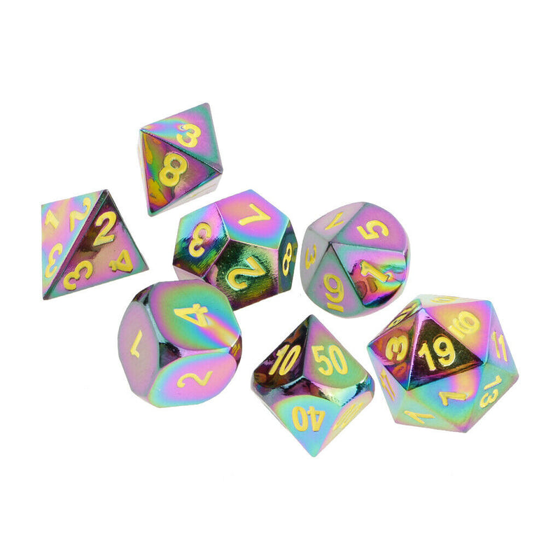 7 Pieces Opaque Zinc Alloy Polyhedral Dice D20 D12 D10 D8 D6 D4 Yellow Number