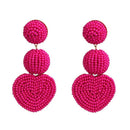 Bohemian Ethnic Style Geometric Round Love Rice Beads Pendant Big Earrings  W1D1
