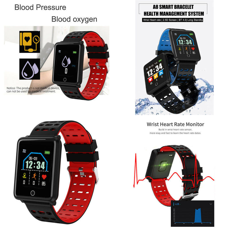 Electronic Sports Bluetooth Smart Watch Alarm Clock 180mAh Men Women Red
