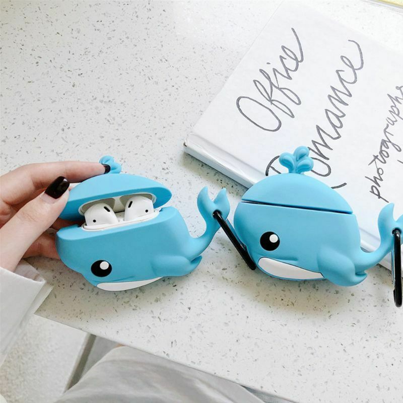 Cute Whale Pattern Soft Silicone Protective Case for Airpods 1/2 Charging Box